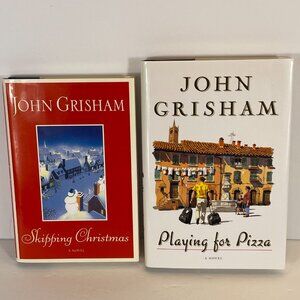 John Grisham Book Lot of 2 Playing for Pizza & Skipping Christmas Hardcover Book